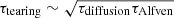 $ \tau_{\mathrm{tearing}}\sim \sqrt{\tau_{\mathrm{diffusion}}\tau_{\mathrm{Alfven}}} $