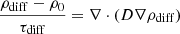 $$ \begin{aligned}&\frac{\rho _{\rm diff}-\rho _0}{\tau _{\rm diff}} =\nabla \cdot \left(D \nabla \rho _{\rm diff}\right) \end{aligned} $$