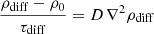 $$ \begin{aligned}&\frac{\rho _{\rm diff}-\rho _0}{\tau _{\rm diff}} = D \,\nabla ^2 \rho _{\rm diff} \end{aligned} $$