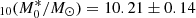 $ _{10}(M_{0}^{*}/M_{\odot})= 10.21 \pm 0.14 $