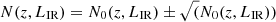 $ N(z,L_{\mathrm{IR}})=N_{0}(z,L_{\mathrm{IR}})\pm\sqrt(N_{0}(z,L_{\mathrm{IR}})) $