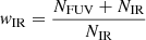 $ \mathit{w}_{\mathrm{IR}}=\frac{N_{\mathrm{FUV}}+N_{\mathrm{IR}}}{N_{\mathrm{IR}}} $