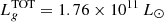 $ L_g^{\rm TOT} = 1.76 \times 10^{11}\,L_{\odot} $