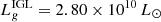 $ L_g^{\rm IGL} = 2.80 \times 10^{10}\,L_{\odot} $