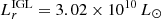 $ L_r^{\rm IGL}= 3.02 \times 10^{10}\,L_{\odot} $