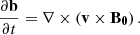 $$ \begin{aligned} \frac{\partial \mathbf{b}}{\partial t}=\nabla \times \left(\mathbf{v}\times \mathbf {B_0}\right). \end{aligned} $$