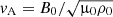 $ \mathit{v}_{\mathrm{A}}=B_0/\sqrt{{\upmu}_0 \rho_0} $