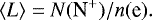 \begin{equation*}{\langle}L{\rangle} = N(\textrm{N}^&#x002B;)/n(\textrm{e}).\,\,\end{equation*}