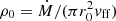 $ \rho_0 = {\dot{M}}/(\pi r_0^2 v_{\mathrm{ff}}) $