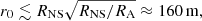 $$ \begin{aligned} r_0\lesssim R_{\mathrm{NS}}\sqrt{R_{\mathrm{NS}}/R_{\mathrm{A} }}\approx 160\,\mathrm{m} , \end{aligned} $$