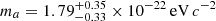 $ m_{a} = 1.79^{+0.35}_{-0.33} \times 10^{-22}\,\mathrm{eV}\,c^{-2} $