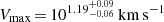 $ V_{\mathrm{max}}\,{=}\,10^{1.19^{+0.09}_{-0.06}}\,\mathrm{km}\, \mathrm{s}^{-1} $