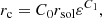 $$ \begin{aligned} r_\mathrm{c} = C_0 r_\mathrm{sol} \varepsilon ^{C_1}, \end{aligned} $$