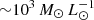 $ {\sim}10^3\,M_\odot\,L_\odot^{-1} $