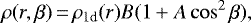 \begin{equation*} \rho(r,\beta)\,{=}\,\rho_{\textrm{1d}}(r) B (1 &#x002B; A \cos^2\beta),\end{equation*}