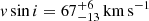 $ \mathit{v}\sin i=67^{+6}_{-13}\,\mathrm{km\, s}^{-1} $