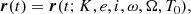 $$ \begin{aligned} \boldsymbol{r}(t) = \boldsymbol{r}(t; K, e, i, \omega , \Omega , T_0), \end{aligned} $$