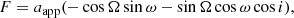 $$ \begin{aligned}&F = a_{\rm app}(-\cos \Omega \sin \omega -\sin \Omega \cos \omega \cos i),\end{aligned} $$