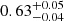 $ 0.63^{+0.05}_{-0.04} $