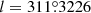 $ l=311{{\overset{\circ}{.}}}3226 $