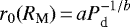 $r_{0} (R_{\textrm{M}})\,{=}\,a P_{\textrm{d}}^{-1/b}$