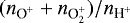 $(n_{\textrm{O}^{&#x002B;}}&#x002B;n_{\textrm{O}_{2}^{&#x002B;}})/n_{\textrm{H}^{&#x002B;}}$