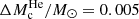 $ \Delta M_{\mathrm{c}}^{\mathrm{He}}/M_{\odot} = 0.005 $