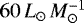 $60\,L_{\odot}\,M_{\odot}^{-1}$
