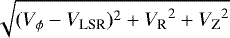$\sqrt{(V_{\phi}-V_{\textrm{LSR}})^2&#x002B;{V_{\textrm{R}}}^2&#x002B;{V_{\textrm{Z}}}^2}$