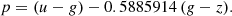 $$ \begin{aligned} p = (u-g) - 0.5885914\,(g-z). \end{aligned} $$