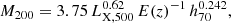 $$ \begin{aligned} M_{200} = 3.75\,L_{\rm X,500}^{0.62}\,E(z)^{-1}\,h_{70}^{0.242}, \end{aligned} $$