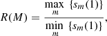 $$ \begin{aligned} R(M)=\frac{\underset{m}{\max \ }\left\{ {s_m(1)}\right\} }{\underset{m}{\min \ }\left\{ {s_m(1)}\right\} }, \end{aligned} $$
