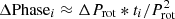 $ \Delta {\rm Phase}_i\approx\Delta P_{\rm rot}*t_i / P^2_{\rm rot} $