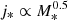 $ j_\ast \propto M_\ast^{0.5} $