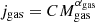 $ j_{\rm gas} = C M_{\rm gas}^{\alpha_{\rm gas}} $