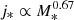 $ j_\ast \propto M_\ast^{0.67} $