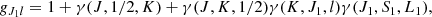 $$ \begin{aligned} g_{J_1l}= 1+ \gamma (J,1/2,K) + \gamma (J,K,1/2)\gamma (K,J_1,l)\gamma (J_1,S_1,L_1), \end{aligned} $$