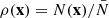 $ \rho(\mathbf{x}) =N(\mathbf{x})/\bar{N} $