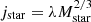 $ j_{\mathrm{star}} = \lambda M_{\mathrm{star}}^{2/3} $
