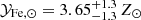 $ \mathcal{Y}_{\mathrm{Fe,\odot}}= 3.65^{+1.3}_{-1.3} \, Z_\odot $