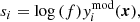 $$ \begin{aligned} s_i = \log {(f)} y^\mathrm{mod}_i(\boldsymbol{x}), \end{aligned} $$