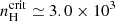 $ n_{\mathrm{H}}^{\mathrm{crit}}\simeq3.0\times10^3 $