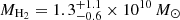 $ M_{\mathrm{H_2}} = 1.3^{+1.1}_{-0.6}\times10^{10}\,M_{\odot} $