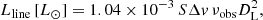 $$ \begin{aligned}&L_{\rm line}\,[L_{\odot }]= 1.04\times 10^{-3}\,S {\Delta v}\,\nu _{\rm obs}D_{\rm L}^2,\end{aligned} $$