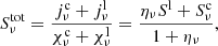 $$ \begin{aligned} S^\mathrm{tot}_\nu =\frac{j^\mathrm{c}_\nu +j^\mathrm{l}_\nu }{\chi ^\mathrm{c}_\nu +\chi ^\mathrm{l}_\nu }=\frac{\eta _\nu S^\mathrm{l}+S^\mathrm{c}_\nu }{1+\eta _\nu }, \end{aligned} $$