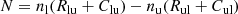 $$ \begin{aligned} N&= n_{\rm l}(R_{\rm lu}+C_{\rm lu})-n_{\rm u}(R_{\rm ul}+C_{\rm ul})\end{aligned} $$