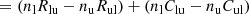 $$ \begin{aligned}&= ( n_{\rm l}R_{\rm lu}-n_{\rm u}R_{\rm ul})+(n_{\rm l}C_{\rm lu}-n_{\rm u}C_{\rm ul})\end{aligned} $$