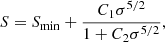 $$ \begin{aligned} S = S_{\rm min} + \frac{C_1\sigma ^{5/2}}{1+C_2\sigma ^{5/2}}, \end{aligned} $$
