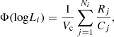 $$ \begin{aligned} \Phi (\mathrm{log}{L_i}) = \frac{1}{V_{\rm c}}\sum _{j=1}^{N_i}\frac{R_j}{C_j}, \end{aligned} $$