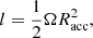 $$ \begin{aligned} l=\frac{1}{2}\Omega R_{\rm acc}^2, \end{aligned} $$